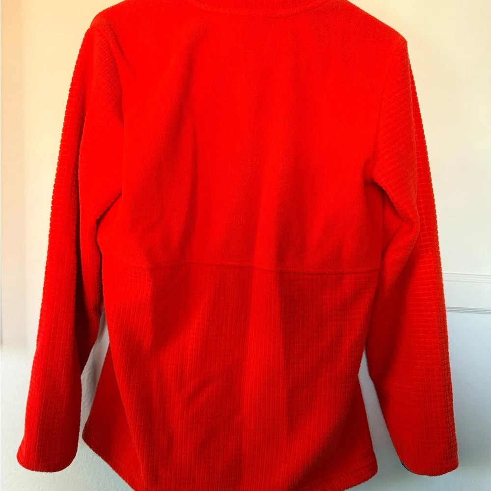 Lands’ End Women’s Fleece Jacket Small Orange & Blue Full-Zip Cozy Layer - Picture 8 of 10